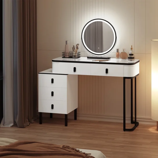 Dressing Table with LED Lighting Mobile Mirror Vanity Flexible Assembly Makeup Cosmetic Table