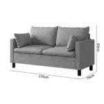 2 Seater Sofa, Linen Fabric Loveseat Sofa Couch Settee with Armrests Wood Legs for Living Room, Bedroom - Image 5