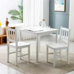 Direct Classic Solid Wooden Dining Table and 2 Chairs Set Kitchen Home - Image 2