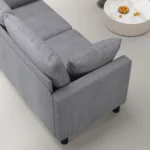 2 Seater Sofa, Linen Fabric Loveseat Sofa Couch Settee with Armrests Wood Legs for Living Room, Bedroom - Image 2