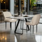 Modern Armless Leisure Chairs Microfiber Silicone Leather Dining Table Chairs - Image 3