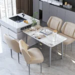 Modern Armless Leisure Chairs Microfiber Silicone Leather Dining Table Chairs - Image 4
