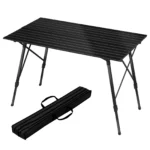 Aluminum Folding Travel Camping Table with Carry Bag Adjustable Height Outdoor Garden - Image 2