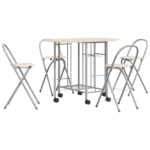 5 Piece Foldable Dining Set MDF Compact Modern Storage - Image 2