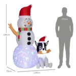Outsunny 6.2FT Christmas Blow Up Snowman with Dog for Garden Party Outdoor - Image 3