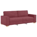 Wine Red Fabric 3 Piece Sofa Set with Cushions Comfortable Modern Living Room Furniture - Image 6