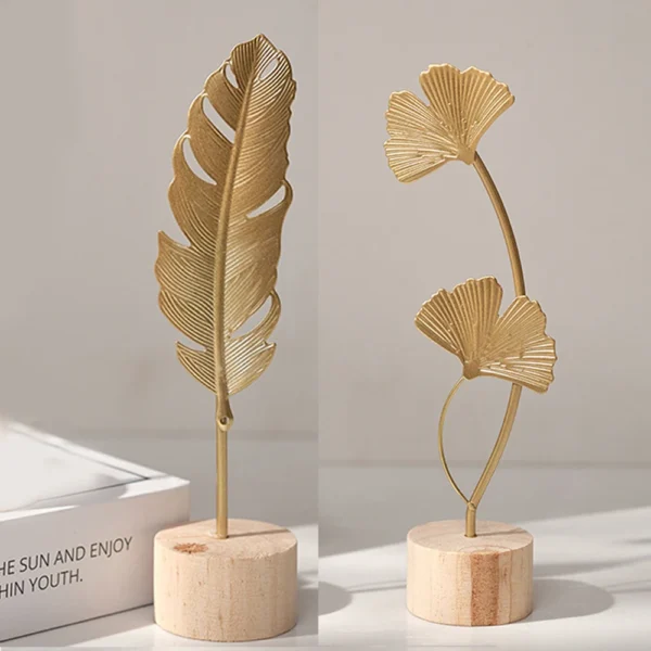 Nordic Gold Ginkgo Leaf Crafts Leaves Sculpture Luxury Living Room Decor Home Decoration Accessories