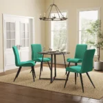 Modern tempered glass round dining table, tabletop Dia90x90cm, metal frame legs - Image 4