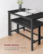 Dining Table with 2 Benches, 3 Piece Set, Kitchen Table of 70 x 110 x 75 cm, 2 Benches of 30 x 97 x 50 cm Each - Image 4