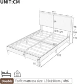 4ft6 Double Upholstered Velvet Bed Frame with Solid Wood Slat and Mute Foam - Image 2