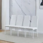 Set of 2/4/6 Dining Chairs PU Leather/Velvet High Back With Metal Legs For Dining Room - Image 4