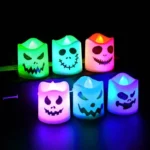 6pcs Halloween Led Ghost Pumpkin Candle Light Glowing Lamp Halloween Party Home Bar Decoration - Image 2