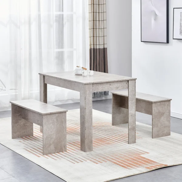 3Pcs Dining Table Set for Small Space, Modern Wooden Dining Table Set