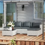 Outsunny 6 Pieces Rattan Furniture Set Garden Sofa Set Mixed Grey