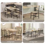 2/4PCS Industrial Wooden Dining Chair Ergonomic High Back Metal Leg Sturdy chairs - Image 3