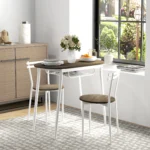 Dining Table and Chairs Set of 3, Oval Kitchen Table with 2 Chairs - Image 3