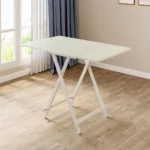 White Folding Wooden Dining Table for Living Room Garden Kitchen Bedroom - Image 2