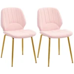 Modern Dining Chairs Set of 2 with Padded Seat and Steel Legs, Pink - Image 2