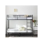 Twin Bunk Bed with Ladder for Kids, Black Finish