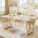 Modern Dining Table, 63" Large Kitchen Table for 4-6 People, Rectangular Dinner Table