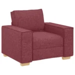 Wine Red Fabric 3 Piece Sofa Set with Cushions Comfortable Modern Living Room Furniture - Image 4