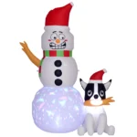 Outsunny 6.2FT Christmas Blow Up Snowman with Dog for Garden Party Outdoor - Image 2