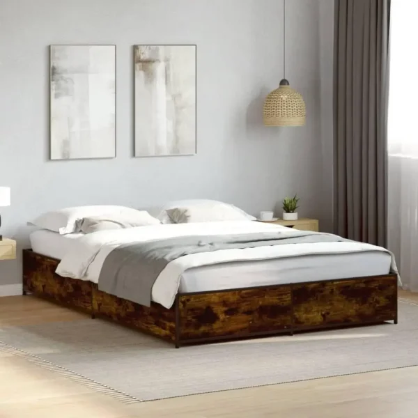 Double Bed Frame without Mattress Smoked Oak