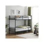Twin Bunk Bed with Ladder for Kids, Black Finish - Image 4