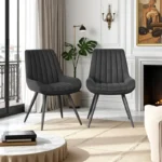 Dining Chairs Set of 2 - Mid Century Modern, Soft Cushion, Comfortable Upholstered Fabric for Dining