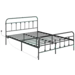 Double Bed Frame with LED Lights and Charging Station, Black