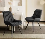 Dining Chairs Set of 2 - Mid Century Modern, Soft Cushion, Comfortable Upholstered Fabric for Dining - Image 3
