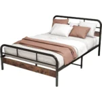 Bed Frame, 4ft6 with Wooden Headboard, Metal Platform/No Box Spring Needed/Reinforced Steel Slat Mattress Base - Image 6
