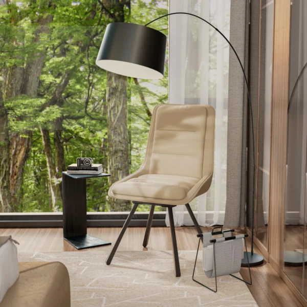 Set Of 2 360° Rotatable Upholstered Dining Room Chairs Leisure Kitchen Accent Chair