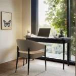 Set of 2 Accent Dining Chairs Upholstered Seat Microfiber Leather Kitchen Room Chairs Leisure Chairs - Image 3