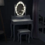 Modern 4 drawer dressing table set with lighted mirror and stool, ladies dressing table - Image 2