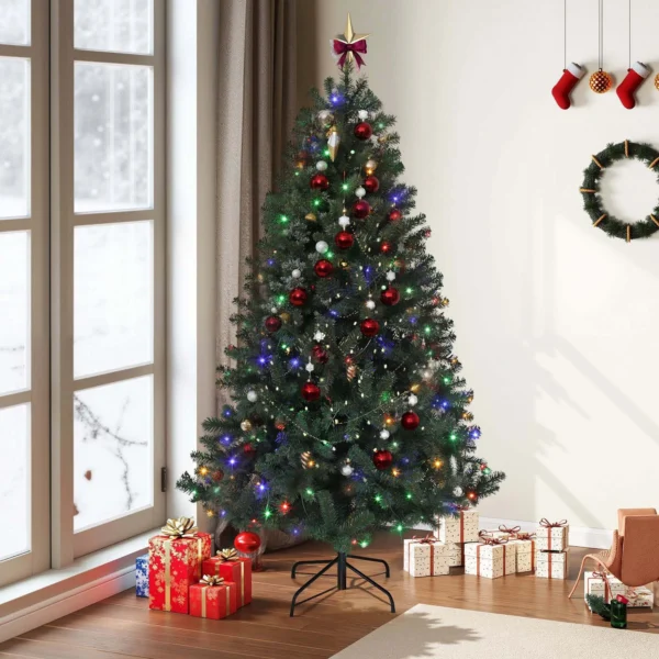 6ft Pre-Lit Christmas Tree - 880 Branch Tips with 250 Warm Lights, Holiday Decoration for Home