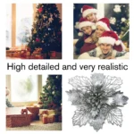 5pcs/lot Glitter Artificial Flowers Christmas Tree Ornaments Simulation Flower Decor for Home - Image 4