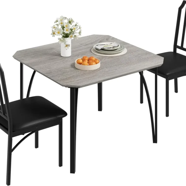 3-Piece Modern Dining Set with Cushion Seats, Space Saving Dinette for Kitchen, Dining Room