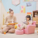 Kids Armchair Sofa Set with Footstool PU Leather for girls Pink Cozy Furniture for Children - Image 3