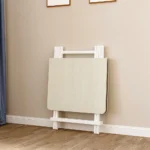 White Folding Wooden Dining Table for Living Room Garden Kitchen Bedroom - Image 3