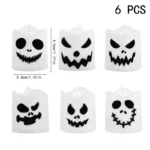 6pcs Halloween Led Ghost Pumpkin Candle Light Glowing Lamp Halloween Party Home Bar Decoration - Image 6
