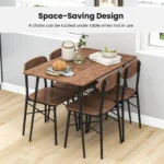 5 Piece Dining Table Set Rectangular Table & 4 Chairs Kitchen Wooden Furniture - Image 4