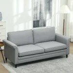 Modern 3 Seater Sofa for Living Room, Fabric Couch Settee, Grey