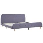 Modern Bed Frame No Mattress Light Grey Fabric 150x200cm King Size - Image 2