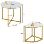 Modern Round Marble Dining Table Set with 4 Space-Saving Semi-Circular Stool - Image 2