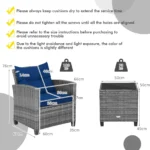 3 Piece Patio Rattan Sofa Set Backyard Outdoor Wicker Conversation Set - Image 2