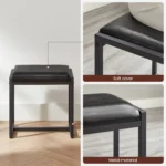 Dressing table with 3-piece folding mirror, hair dryer holder, cosmetic table with padded stool - Image 6