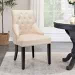 Modern Button-Tufted Dining Chair Upholstered Side Chair with Nail head Trim - Image 3