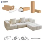 Living Room Compressed Vacuum Sofas Modern Small Apartment Fabric Living Room Sofa - Image 3