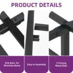 Wood Super King Bed Frame - LED Headboard with USB Ports, 2-Tier Shelves, Metal Platform - Image 2